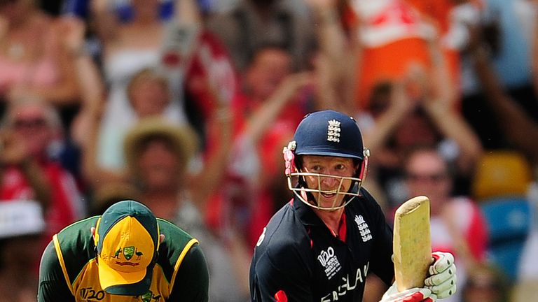 Paul Collingwood starts England's celebrations...