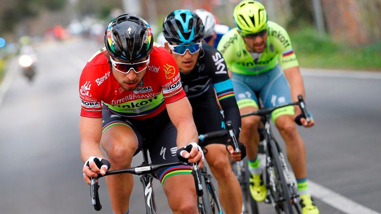 Petrer Sagan and Michal Kwiatkowski escape on stage six of the 2016 Tirreno-Adriatico