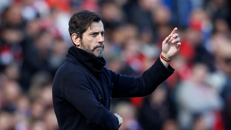 Watford's Spanish manager Quique Sanchez Flores gestures
