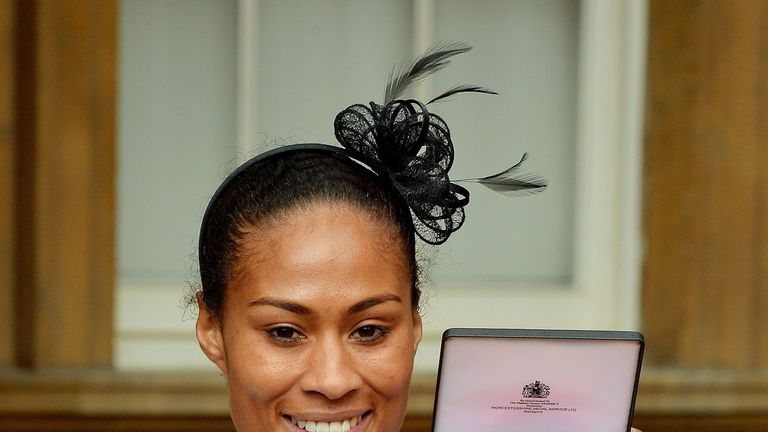 Rachel Yankey poses with her OBE for services to football 2014