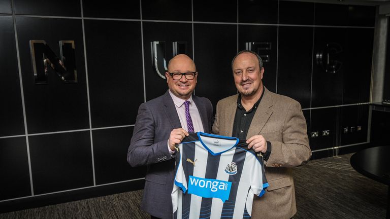 Rafael Benitez with Newcastle managing director Lee Charnley 