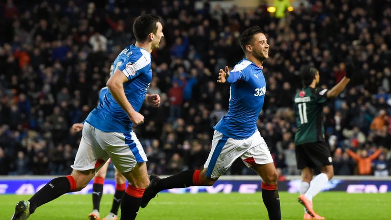 Rangers' Harry Forrester celebrates after making it 1-0