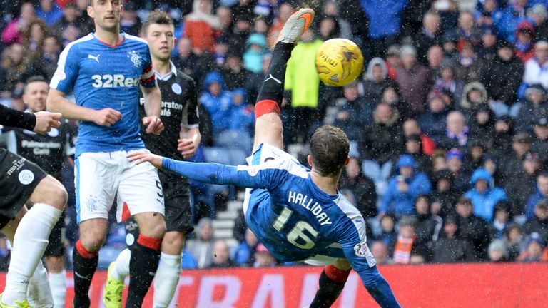 Rangers' Andy Halliday scores his side's third goal against Queen of the South