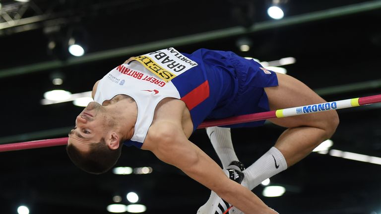 Great Britain's Robbie Grabarz competes in the high jump final at the IAAF World Indoor Championships in Portland.