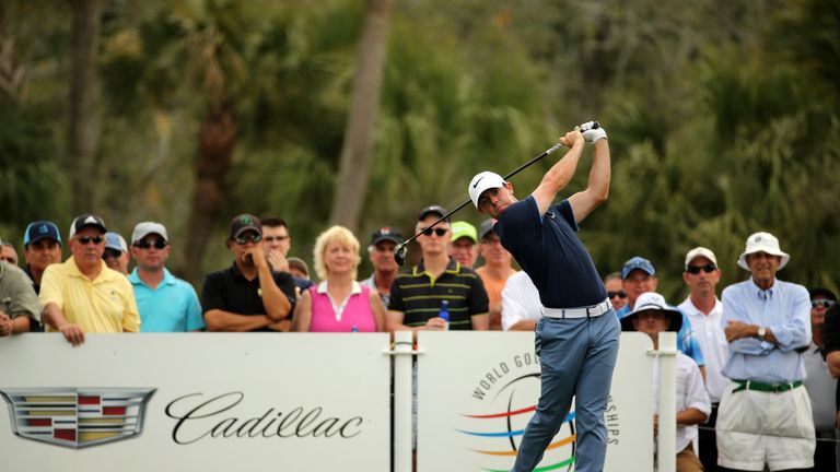 DORAL, FL - MARCH 03:  Rory McIlroy of Northern Ireland tees off on the 14th hole during the first round of the World Golf Championships-Cadillac Champions