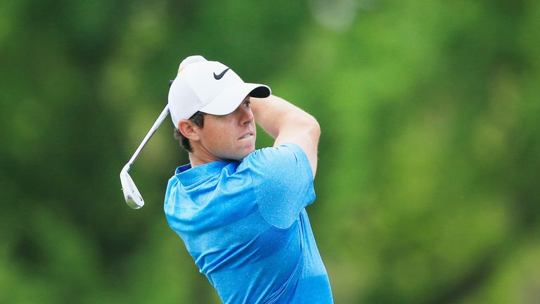 AUSTIN, TX - MARCH 27:  Rory McIlroy of Northern Ireland watches his tee shot on the seventh hole during his semifinal match with Jason Day at the World Go