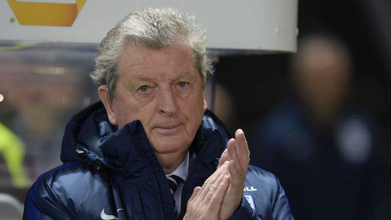 England's manager Roy Hodgson sits on the bench ahead 