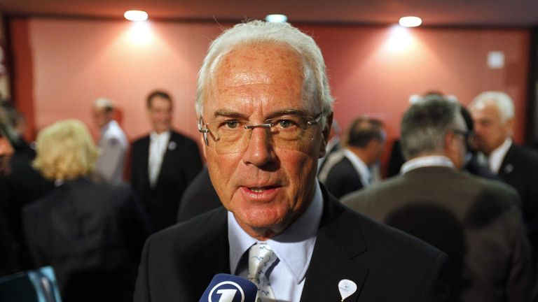 Beckenbauer of the Munich 2018 bid committee speaks to journalists after addressing the 123rd IOC session in Durban