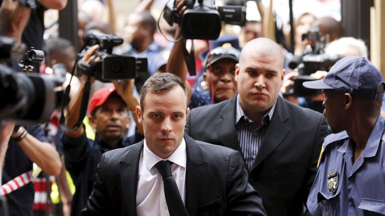 Oscar Pistorius arrives at Court
