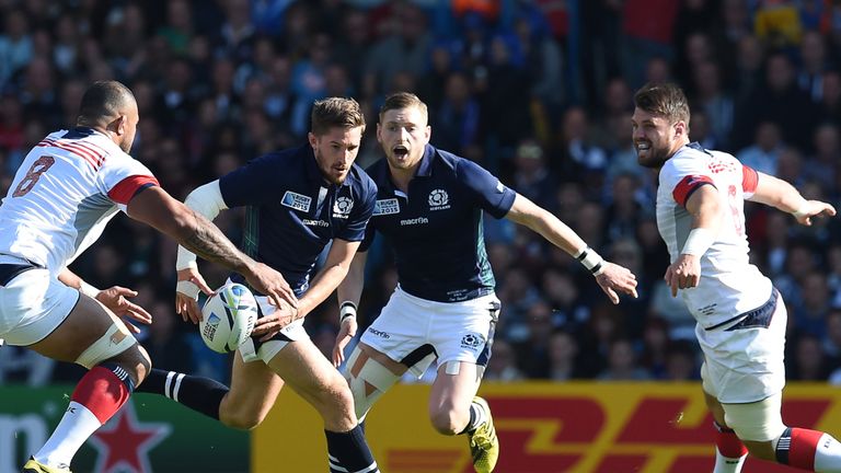 Scotland's scrum half and captain Henry Pyrgos in match vs USA of the 2015 Rugby World Cup
