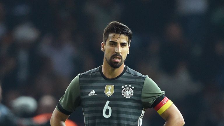 Sami Khedira of Germany reacts after England's second goal at Olympiastadion