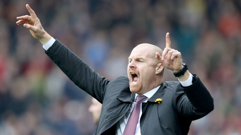 Burnley manager Sean Dyche shouts his instructions