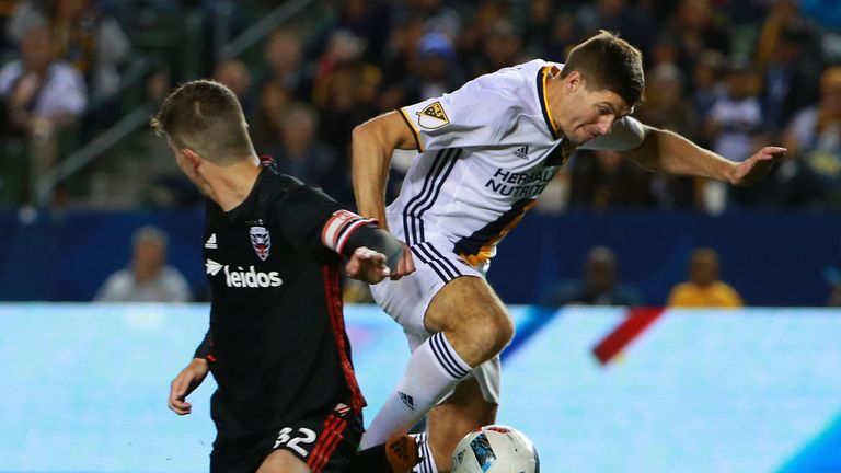 Steven Gerrard (R) joined MLS last season