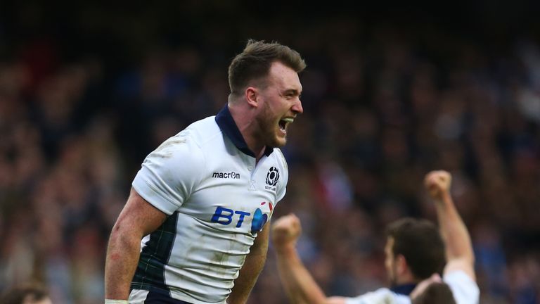 EDINBURGH, SCOTLAND - MARCH 13:  Stuart Hogg of Scotland celebrate victory as the final whistle blows during the RBS Six Nations match between Scotland and