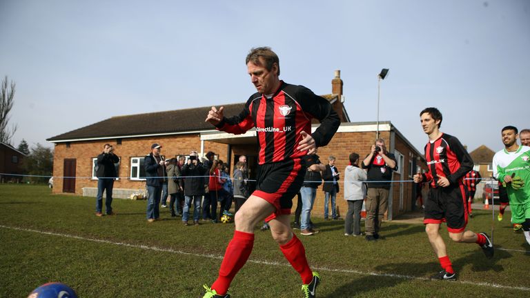 Former England defender Stuart Pearce before he makes his debut for Longford AFC, currently bottom of Gloucestershire Northern Senior League Division Two, 