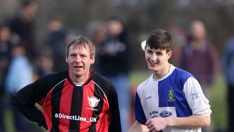 Former England defender Stuart Pearce (left) makes his debut for Longford AFC, currently bottom of Gloucestershire Northern Senior League Division Two, aga
