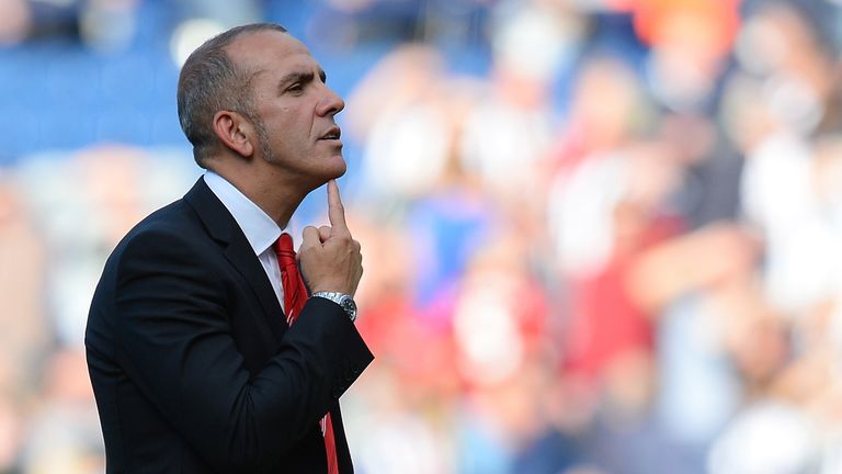 Sunderland manager Paolo Di Canio reacts towards the Sunderland fans after the English Premier League football match between West Bromwich Albion and Sunde
