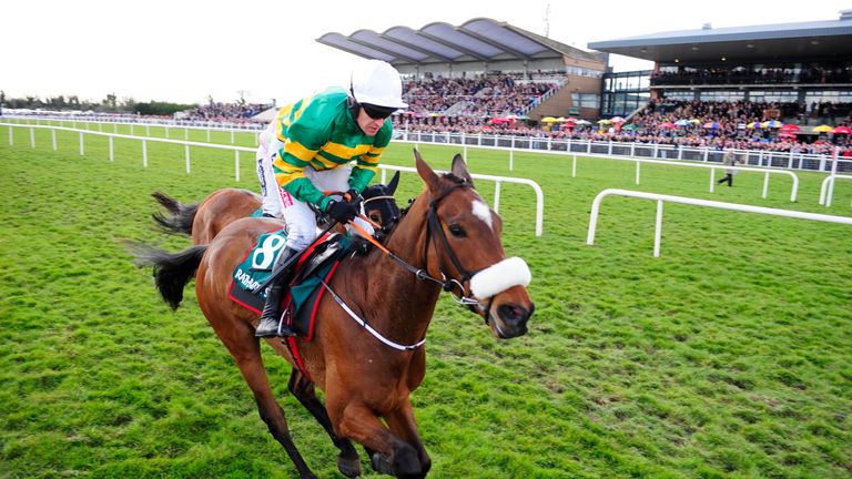 Sutton Place ridden by Barry Geraghty before winning the Rathbarry & Glenview Studs Novice Hurdle during day two of the Easter Festival at Fairyhouse Racec