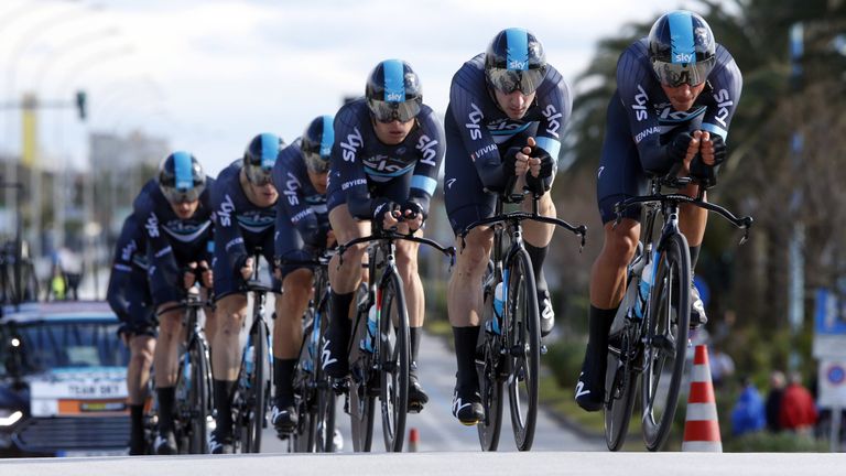 Team Sky placed 8th in the opening TTT of the 2016 Tirreno-Adriatico