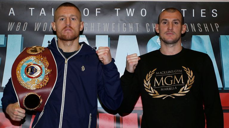 Terry Flanagan (l) takes on Derry Mathews this weekend