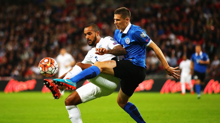 Theo Walcott in action during England's Euro 2016 Qualifier against Estonia