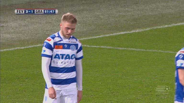 Thijs Bouma hangs his head after scoring an own goal against Feyenoord