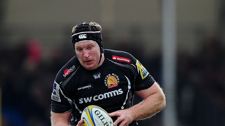 EXETER, UNITED KINGDOM - FEBRUARY 28: Thomas Waldrom of Exeter Chiefs during the Aviva Premiership match between Exeter Chiefs and Bath Rugby at Sandy Park