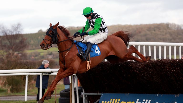 Top Wood, ridden by Conor O'Farrell, on his way to victory in the Forba Gold Cup Handicap Chase at Ludlow