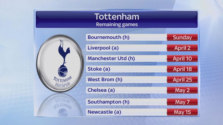 Tottenham's final eight games of the Premier League season