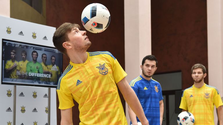 The Ukraine players showed off their new kit at a press event
