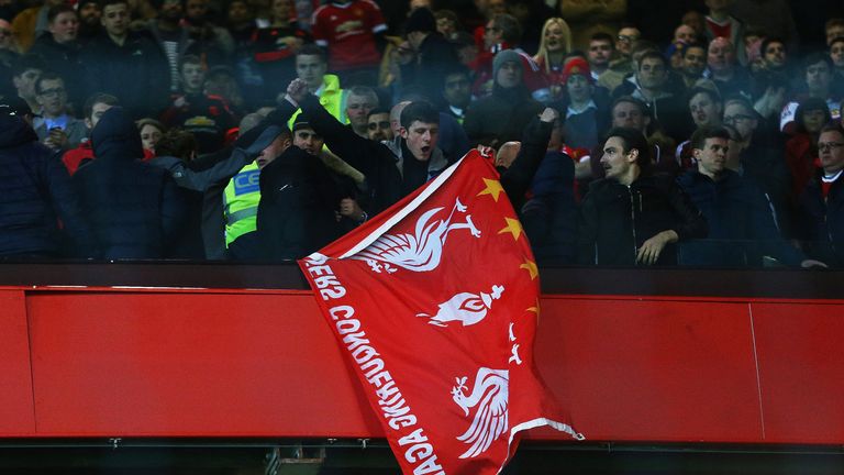 Liverpool supporters in the home end