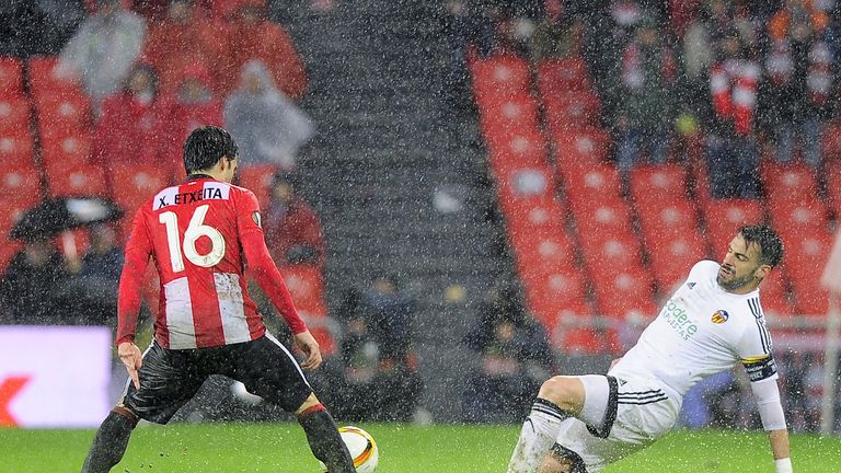 Valencia and Alvaro Negredo (R) must overturn a 1-0 deficit against Bilbao