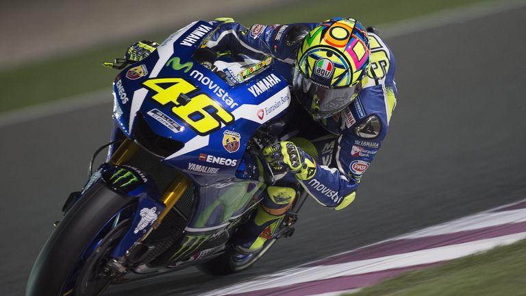 DOHA, QATAR - MARCH 18:  Valentino Rossi of Italy and Movistar Yamaha MotoGP rounds the bend during the MotoGp of Qatar - Free Practice at Losail Circuit o