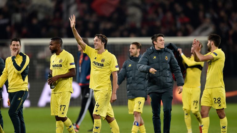 Villarreal celebrate reaching the Europa League quarter-finals