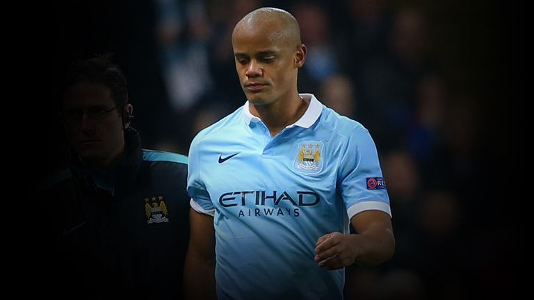 Vincent Kompany was forced off injured against Dynamo Kiev