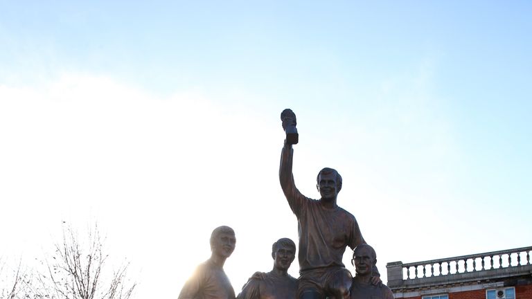 The statue of West ham's 1966 World Cup heroes