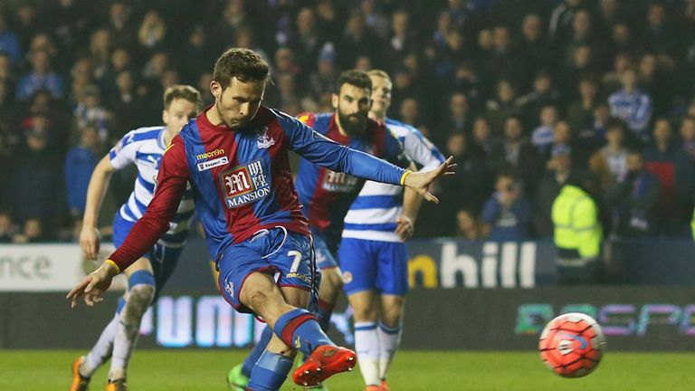 Yohan Cabaye of Crystal Palace scores their first goal from the penalty spot during the Emirates FA Cup sixth round clash