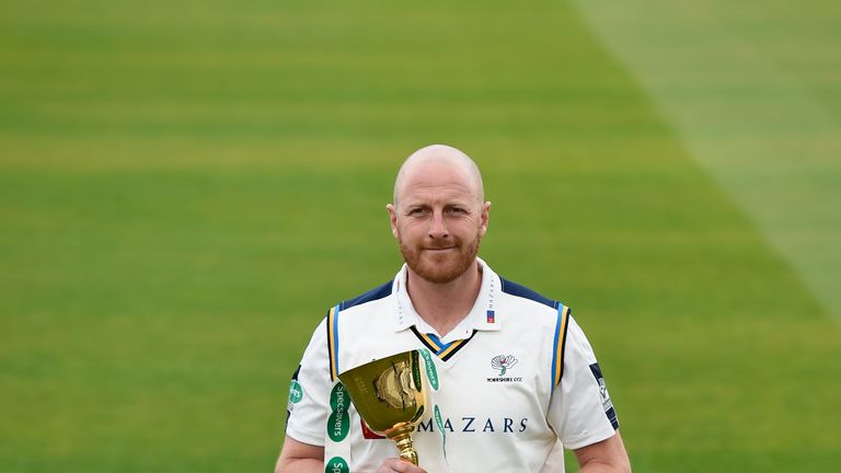 Yorkshire captain Andrew Gale with the County Championship trophy