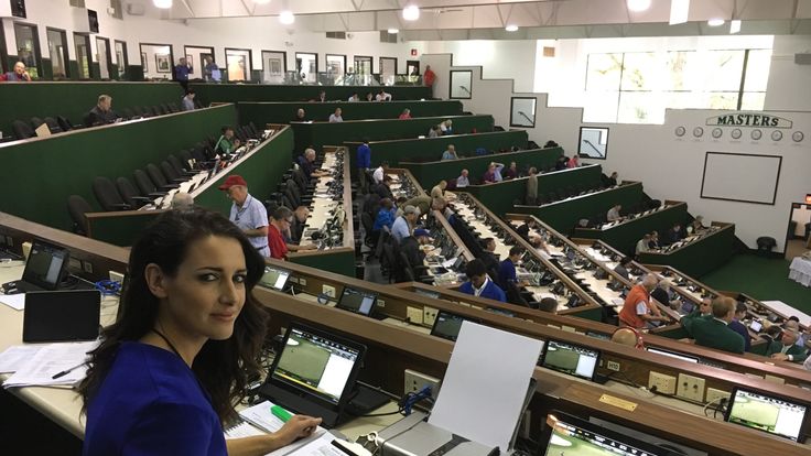 Kirsty Gallacher in the media centre at the Masters