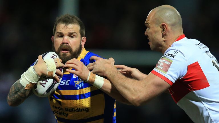 Leeds Rhinos' Adam Cuthbertson in action against Hull KR in the 2016 Super League