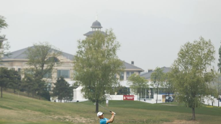 Alex Noren of Sweden plays a shot during the second round of the Volvo China Open