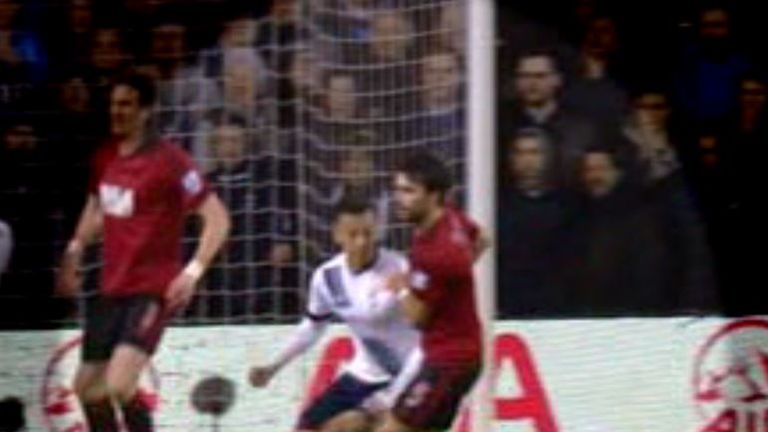 Dele Alli clashed with Claudio Yacob as they entered the penalty area