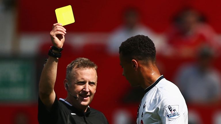 Alli received a yellow card on his league debut against Manchester United in the opening game of this season after coming on from the bench