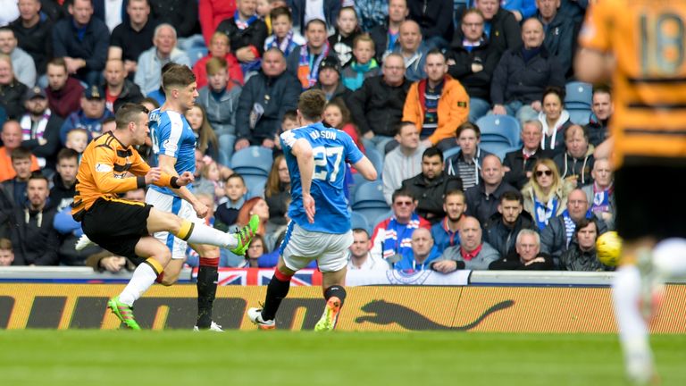  Michael Duffy fires Alloa in front at Ibrox