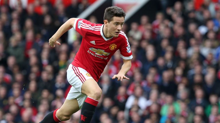 Ander Herrera of Manchester United in action against Everton