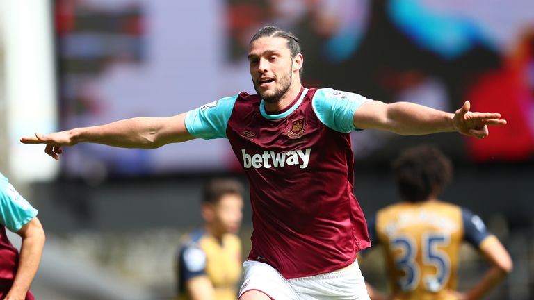 Andy Carroll of West Ham United celebrates 