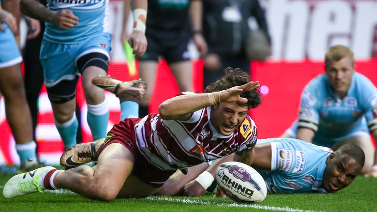 Anthony Gelling scored Wigan's first try