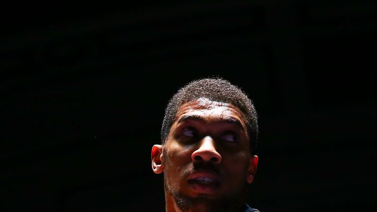 Anthony Joshua goes through his paces in a workout