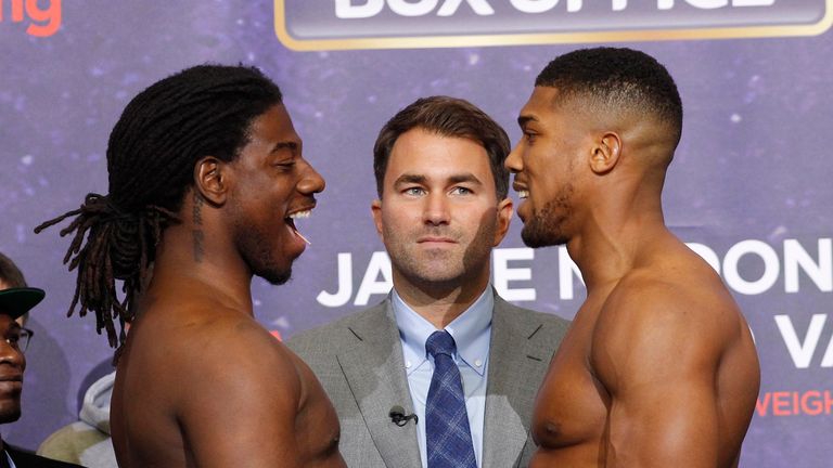 CHALLENGER ANTHONY JOSHUA AND CHAMPION CHARLES MARTIN WEIGH IN