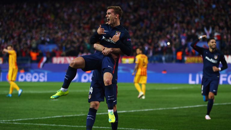 Antoine Griezmann of Atletico celebrates his team's first goal